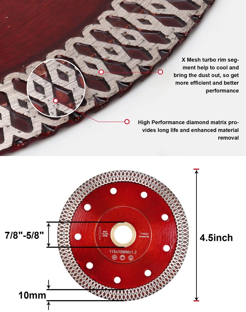 Casaverde 2Pcs/Lot 4.5â€œ Super Thin Diamond Porcelain Saw Blade Ceramic Cutting Disc for Cutting Ceramic or Porcelain Tiles (4.5"-2pcs) - Image 3
